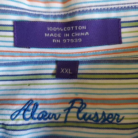 NWOT Alan Flusser Men XXL Textured Shirt 100% Cotton 56"Chest  Matched Pocket. - Picture 9 of 11